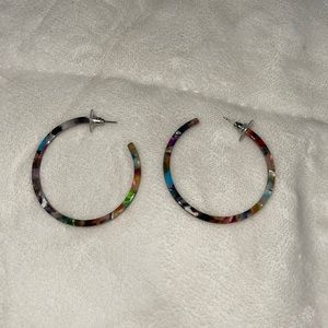 multicolor resin hoop earrings